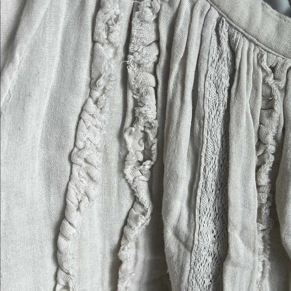 Free People Cream Gauzy Boho Peasant Top with Crossback